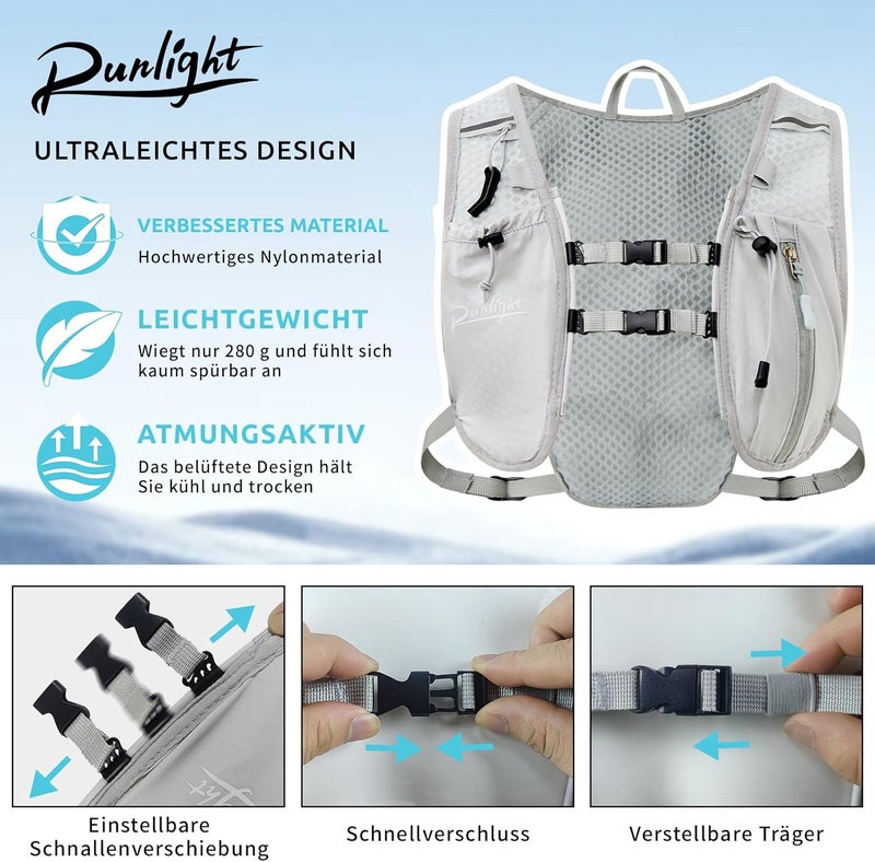 Runlight Running Vest for Women Men, Adjustable Hydration Backpack Breathable Reflective with 1.5L Water Bladder for Hiking, Trail, Running, Marathons, Cycling - Image 3